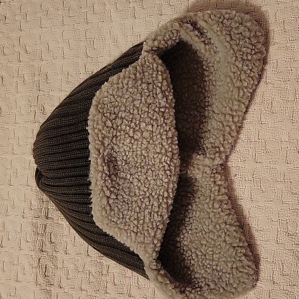 Mossimo Youth Sherpa Lined Beanie With Ear Flaps, Olive /Tan